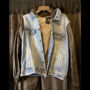 Jean Jacket with leather sleeves